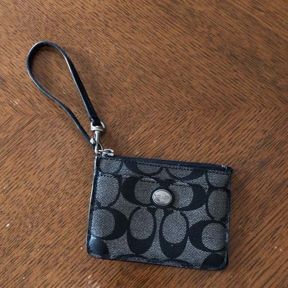 COACH- Black and Grey Cardholder with Strap - Picture 2 of 3